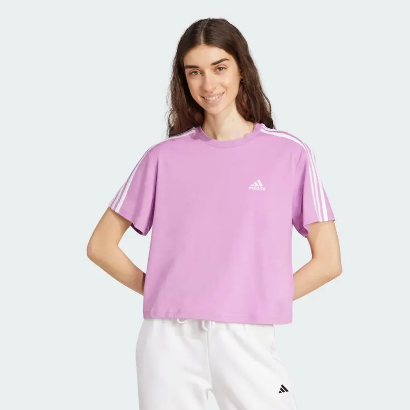 Adidas Essentials 3-Stripes Single Jersey Crop Top