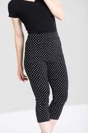 Lili Marleen Kay Capris: Hell Bunny's Sorte Capris med Polka Prik