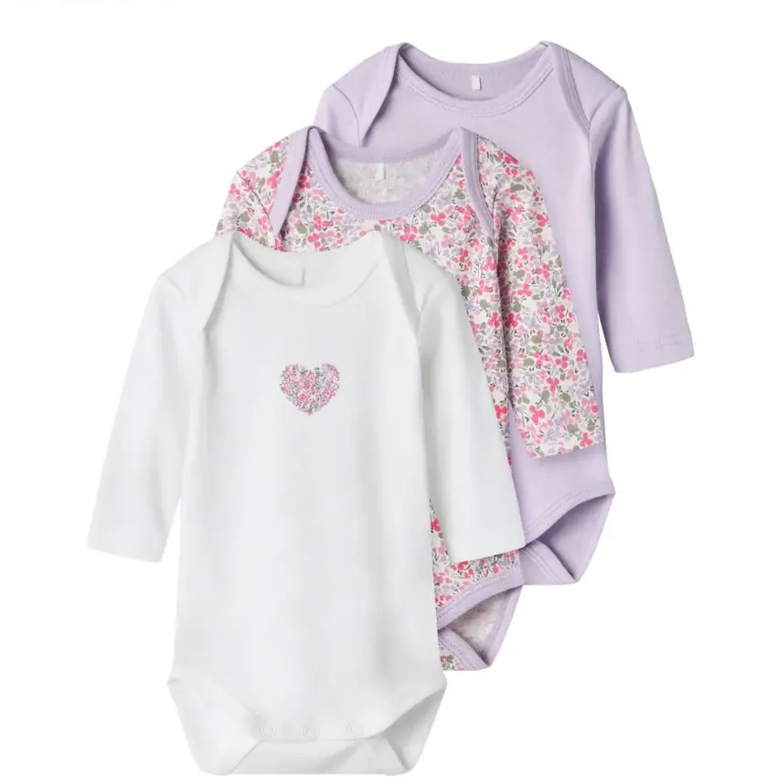 NAME IT Body 3pk "PETIT FLOWER" Pastel Lilac