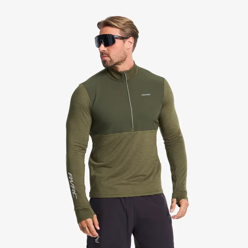 RevolutionRace Discipline Thermo Half-zip Top Herre Dark Olive/Forest Night