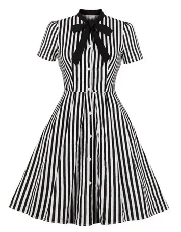 Lili Marleen Swingkjole: Morticia - stribet kjole