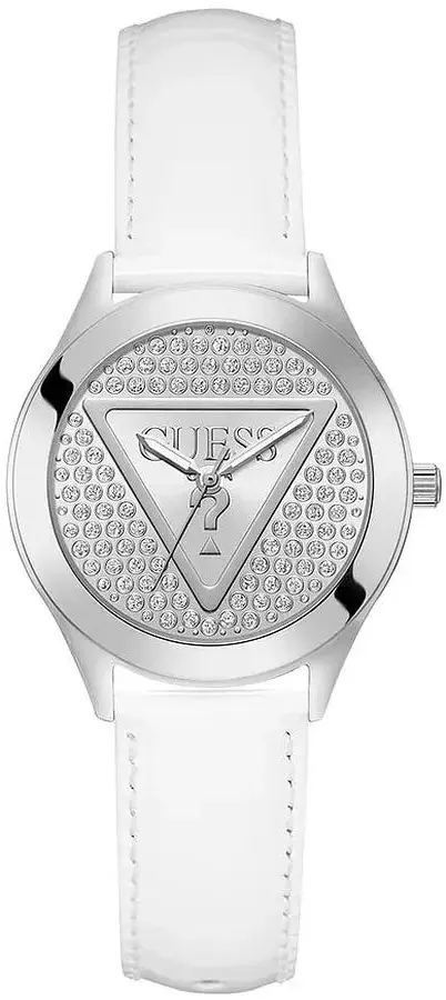 Guess Guess Dameklokke GW0745L3 Plaque Sølvfarget/Lær Ø34 mm