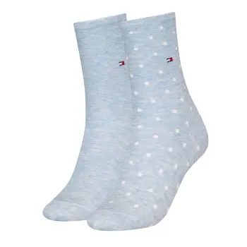 Tommy Hilfiger Tommy Hilfiger Strømper 2P Women Dot Sock Lysblå Str 39/42 Dame