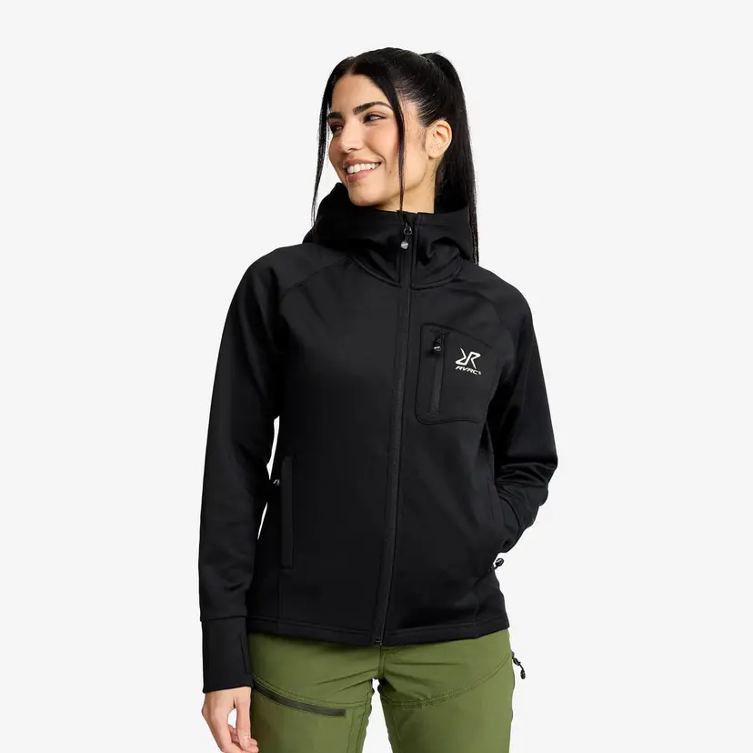 RevolutionRace Evolution Stretch Fleece Hoodie Dame Black