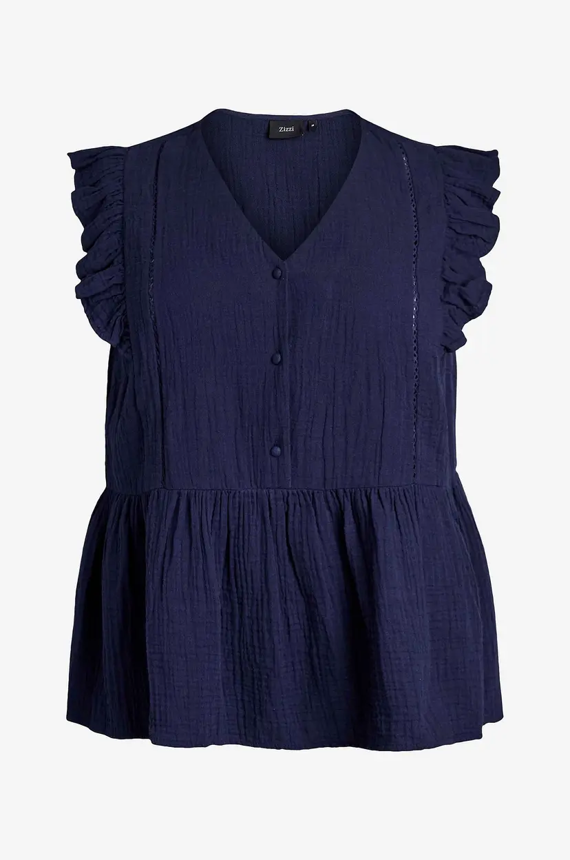 Zizzi Bluse vVivu S/L - Blå