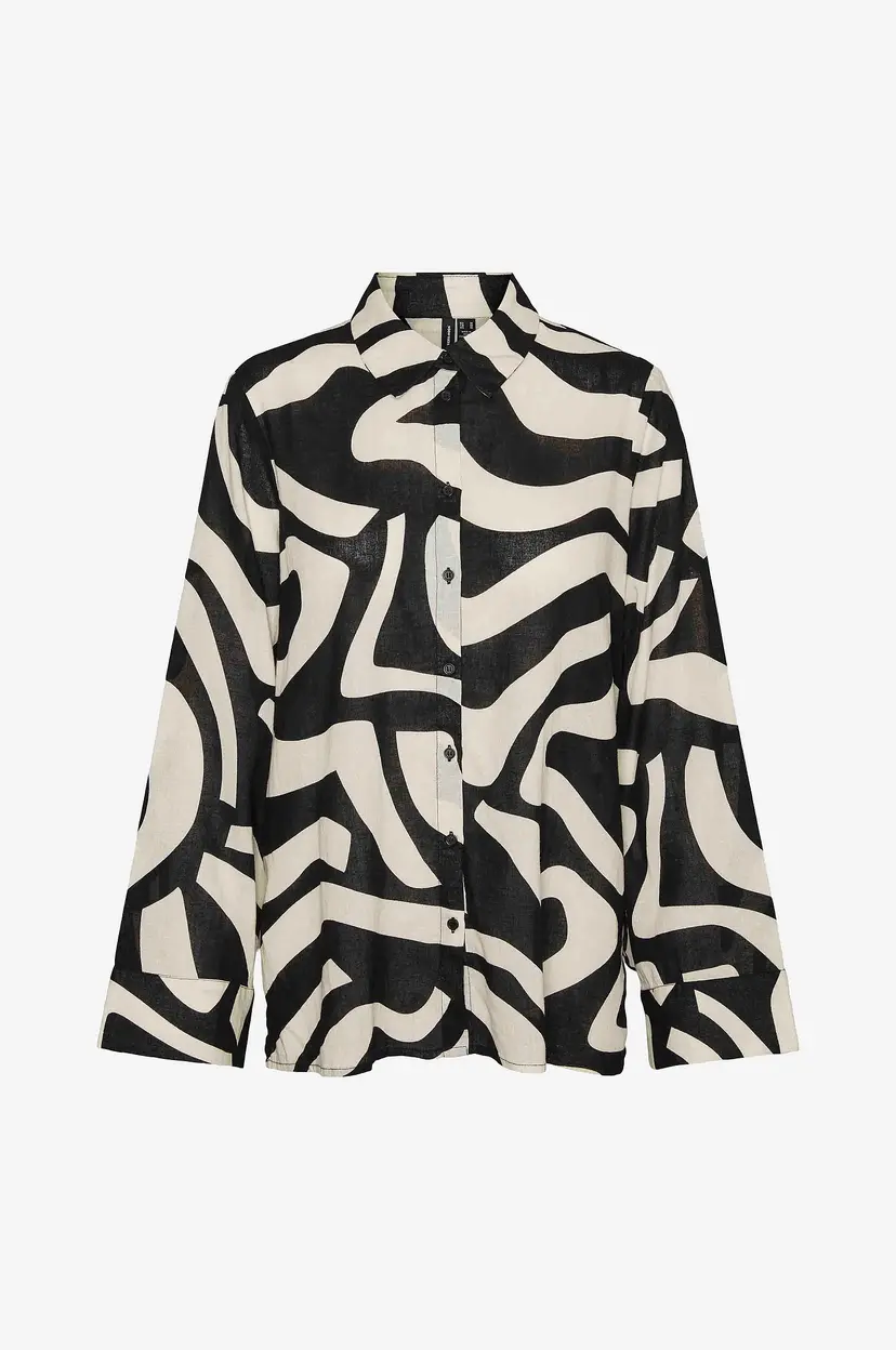 Vero Moda Skjorte vMagnete L/S Detail Shirt Wvn Pop3 - Svart