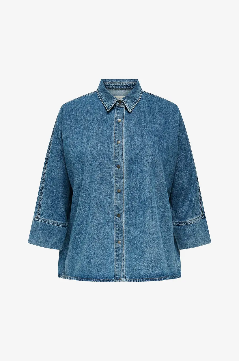 Only Carmakoma Denimskjorte carGrace 3/4 Dnm Shirt Tai - Blå