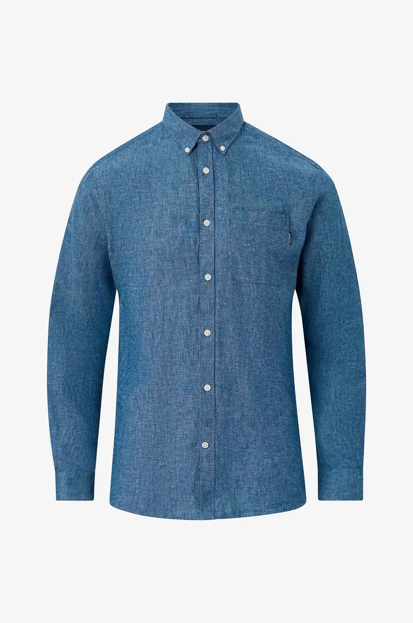 Lindbergh Skjorte Cotton/linen Shirt L/ - Blå