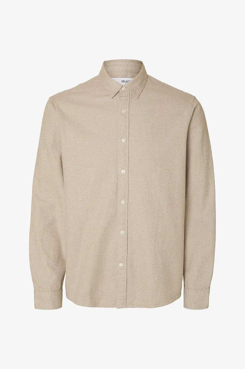 Selected Men Skjorte slhRegnoah Brushed Twist - Beige