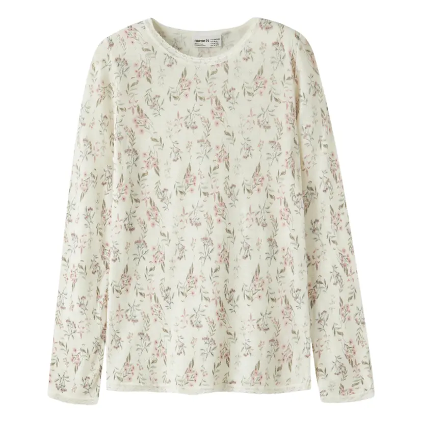 NAME IT Name It - Ulltrøye Jr Wang Snow White Flowers + Leafs