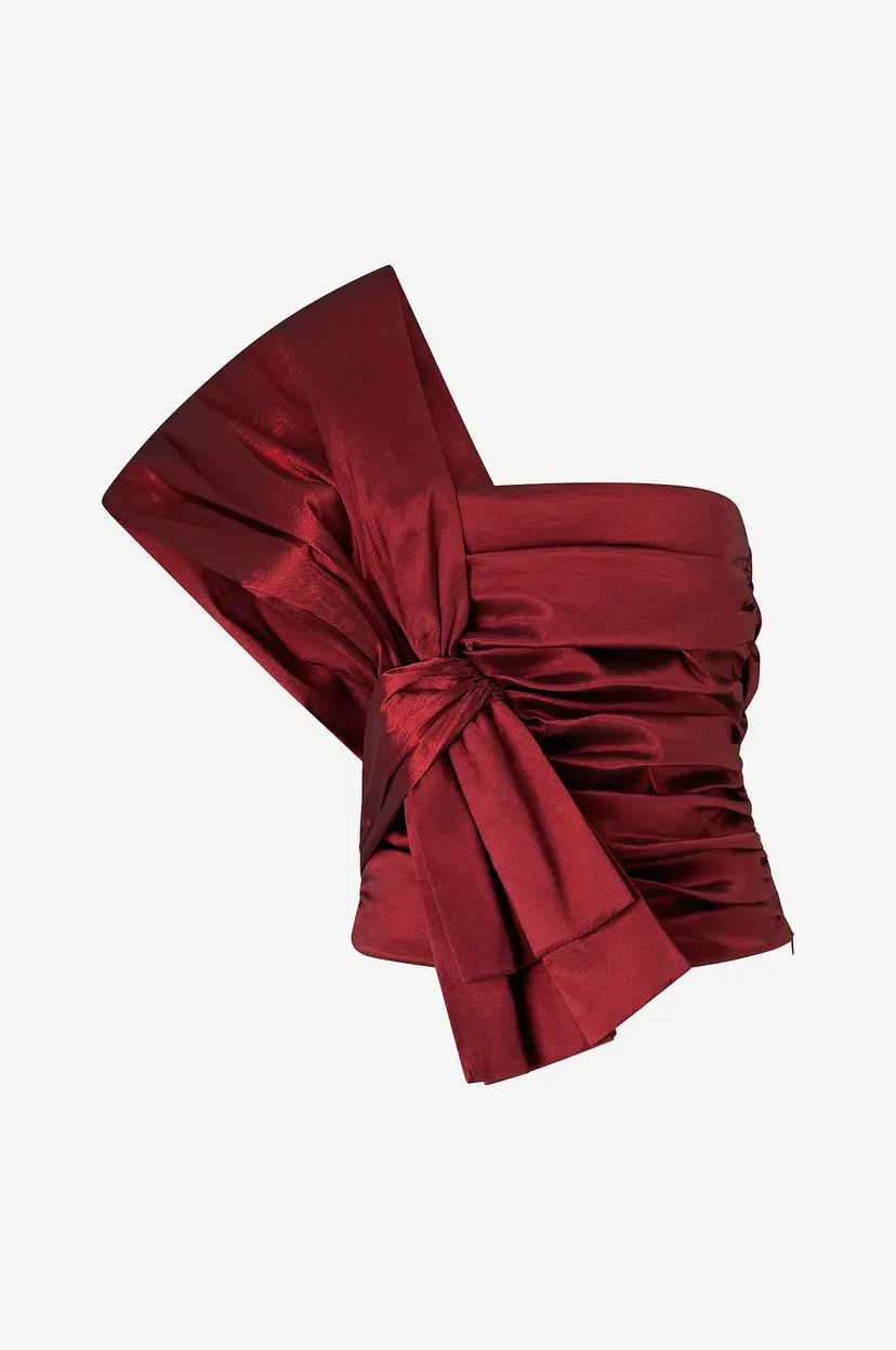 Bubbleroom Topp One Shoulder Bow Top - Rød