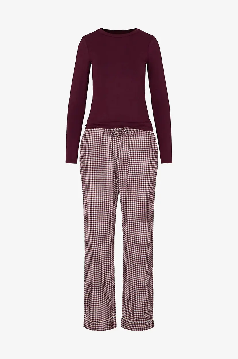 Hunkemöller Pysjsett PJ Set LS Top Twill Check - Lilla