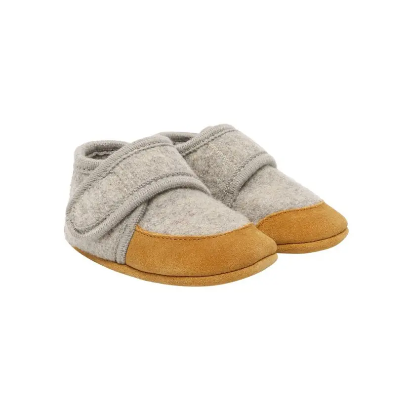 En Fant En Fant - Tøfler i Ull/ Suede Sand Melange