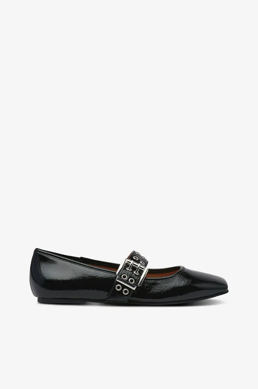 Bianco Ballerinasko Biarose Karré Mary Jane Flat Faux Leather - Svart