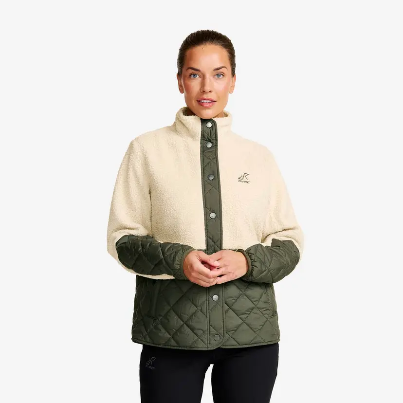 RevolutionRace Canyon Hybrid Pile Fleece Dame Oatmeal/Kambaba Green