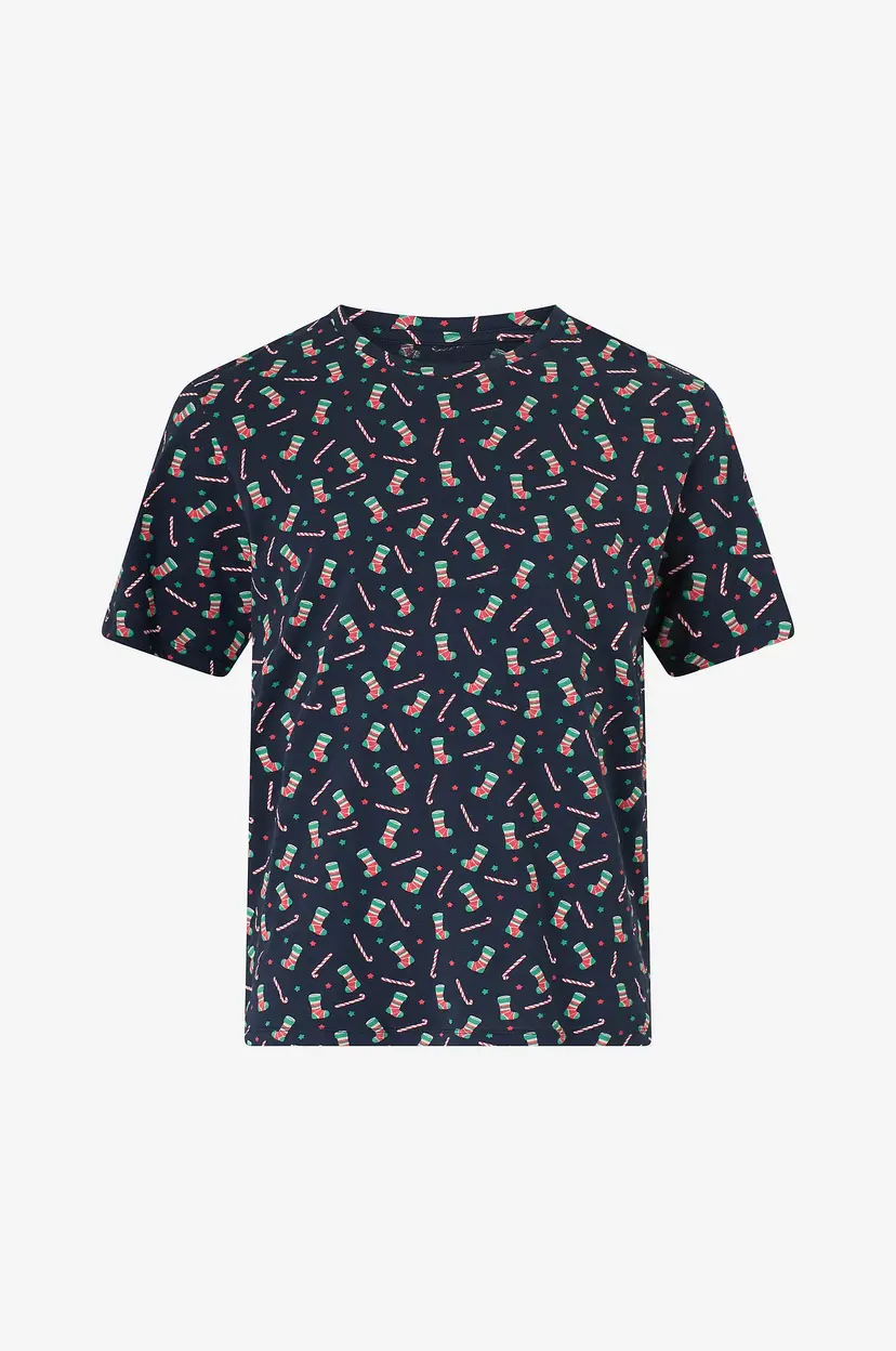 Jack & Jones T-skjorte jjXmas Aop SS Crew Neck - Blå