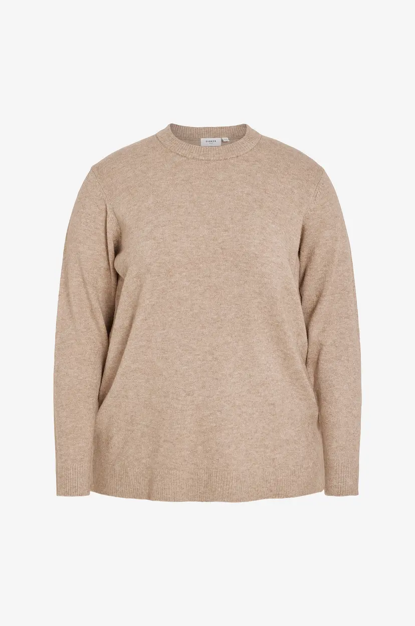 Evoked Vila Genser viRil O-neck L/S Knit Top/cur - Beige