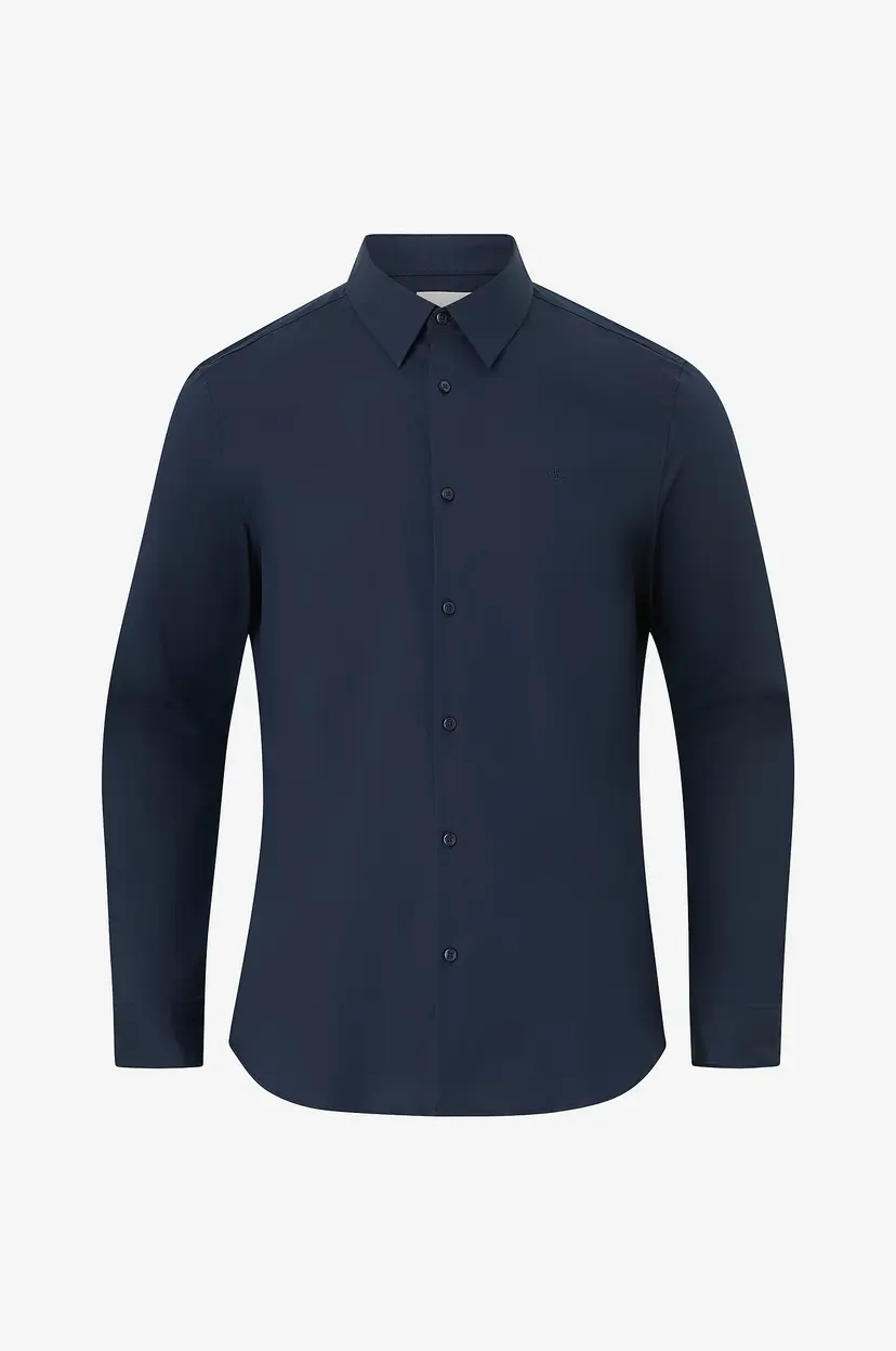 Calvin Klein Skjorte LS Solid Stretch Slim - Blå