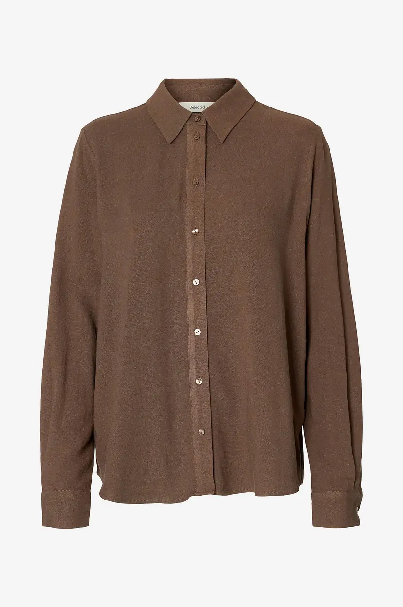 Selected Women Skjorte slfViva LS Shirt - Natur