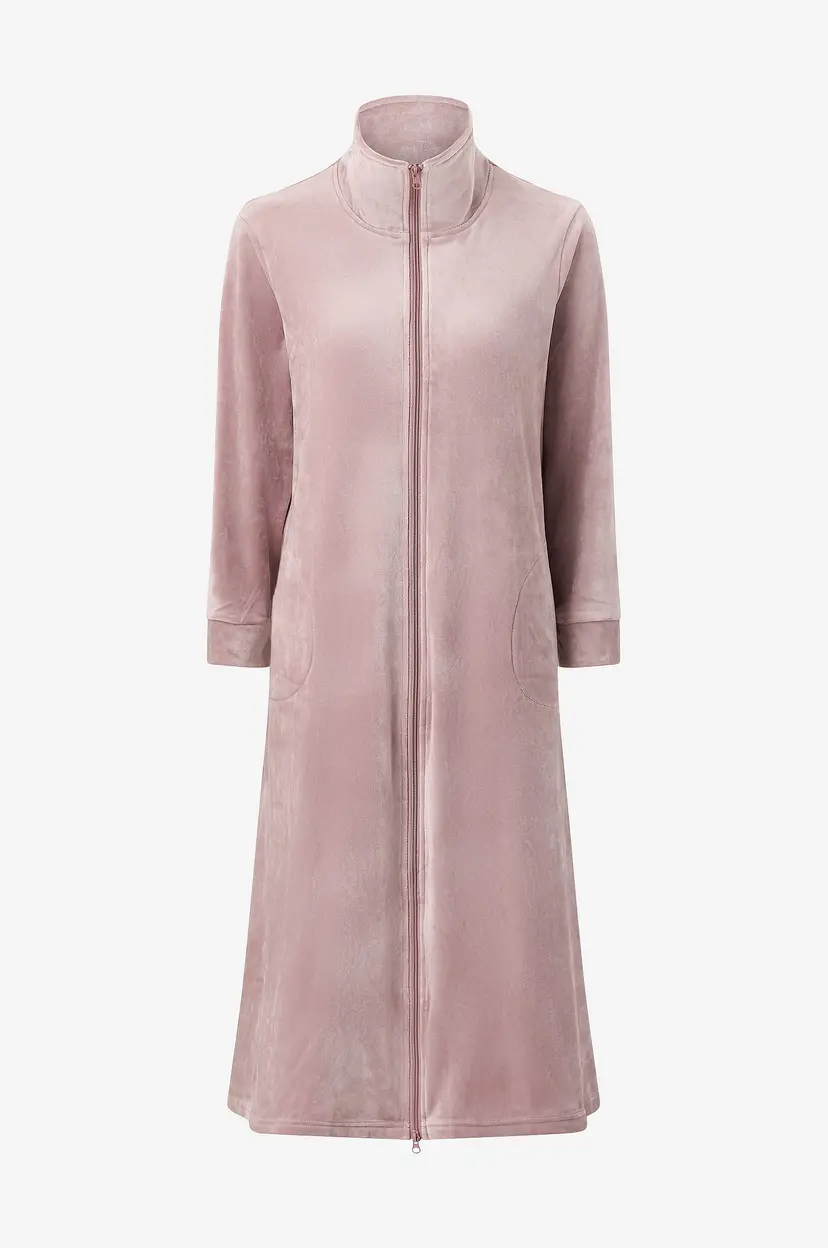 Damella Koselig kjole Velour Fleece Robe - Rosa