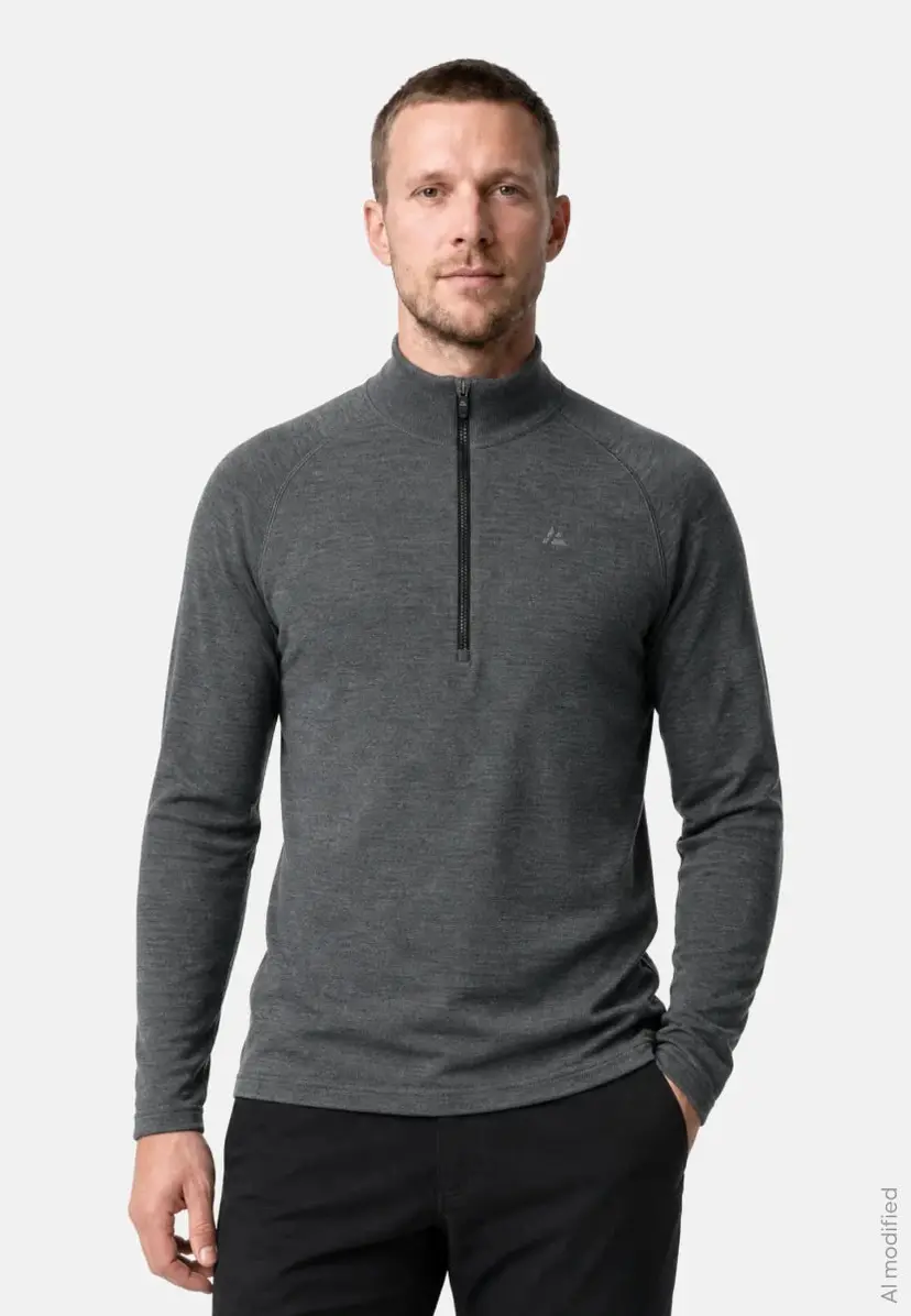 DANISH ENDURANCE EXTREME MERINO HALVLYN ZIP TRØJE fra DANISH ENDURANCE, Mørkegrå, M