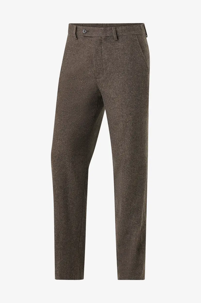 Lindbergh Dressbukser Flannel Wool Blend Formal Pant - Brun