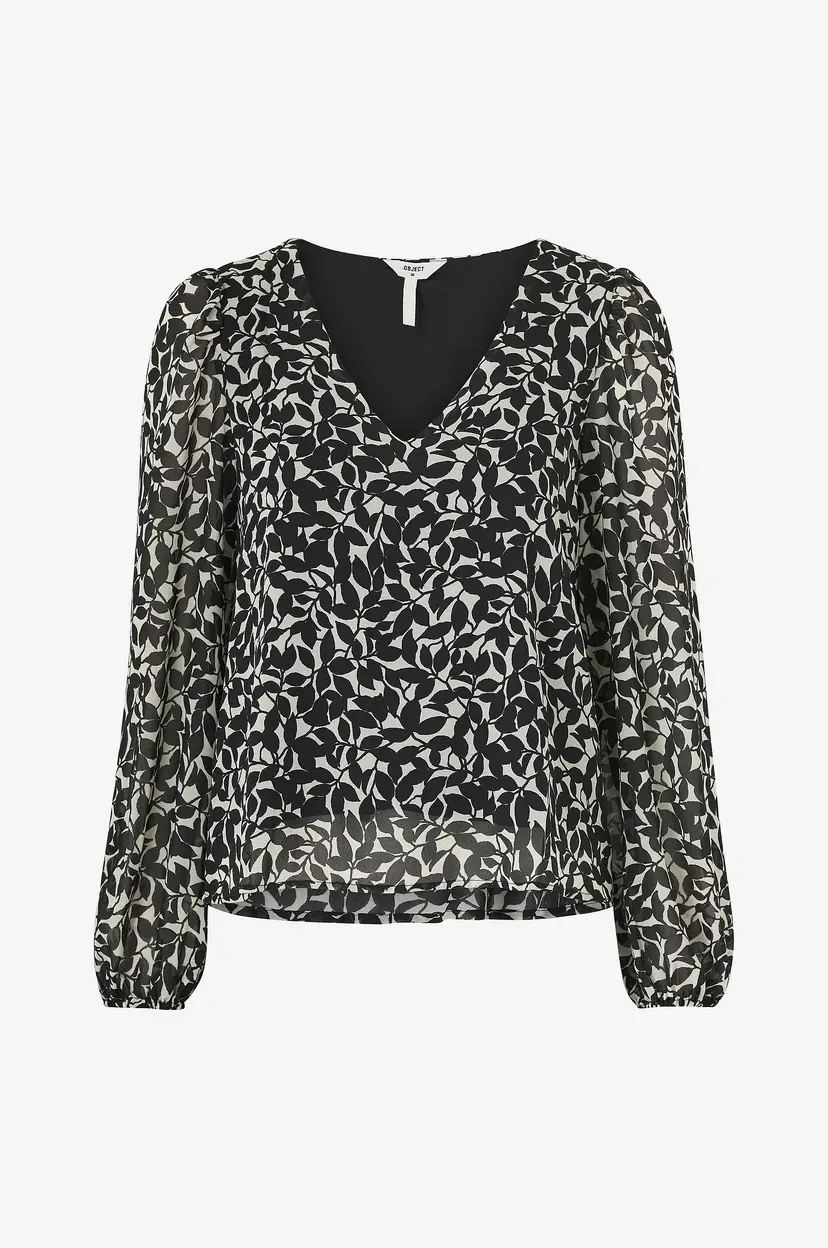 Object Collectors Item Bluse objMila RE L/S V-neck Top - Svart