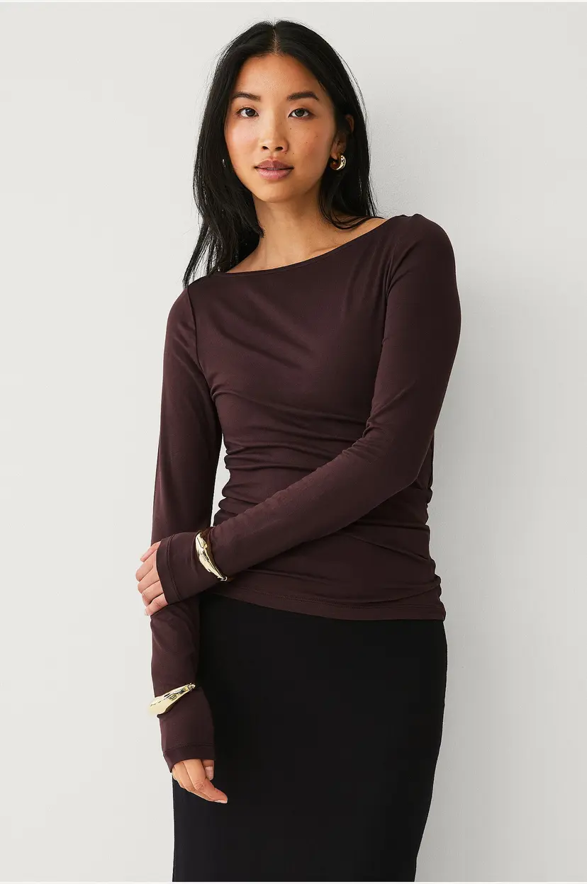 Ellos Collection Topp med båthals - Brun