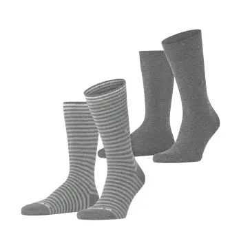 Burlington Burlington Strømper 2P Everyday Stripe Socks Grå Str 40/46 Herre