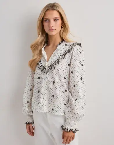 Neo Noir Neo Noir - Hvit - Degas Dot Blouse