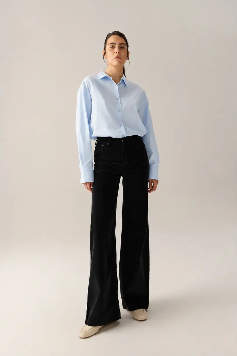 Lois Palazzo Mistral Shiny Cord Black - L32W28