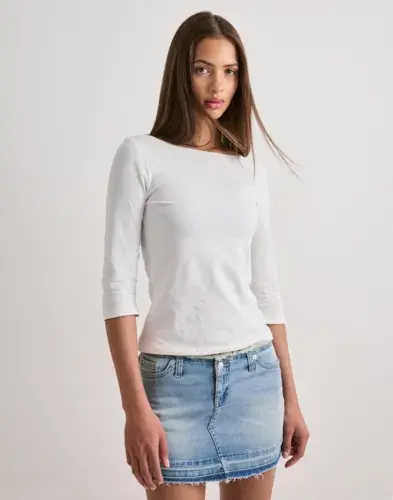 Nelly Nelly - Blå - No Waist Fringe Jeans Skirt
