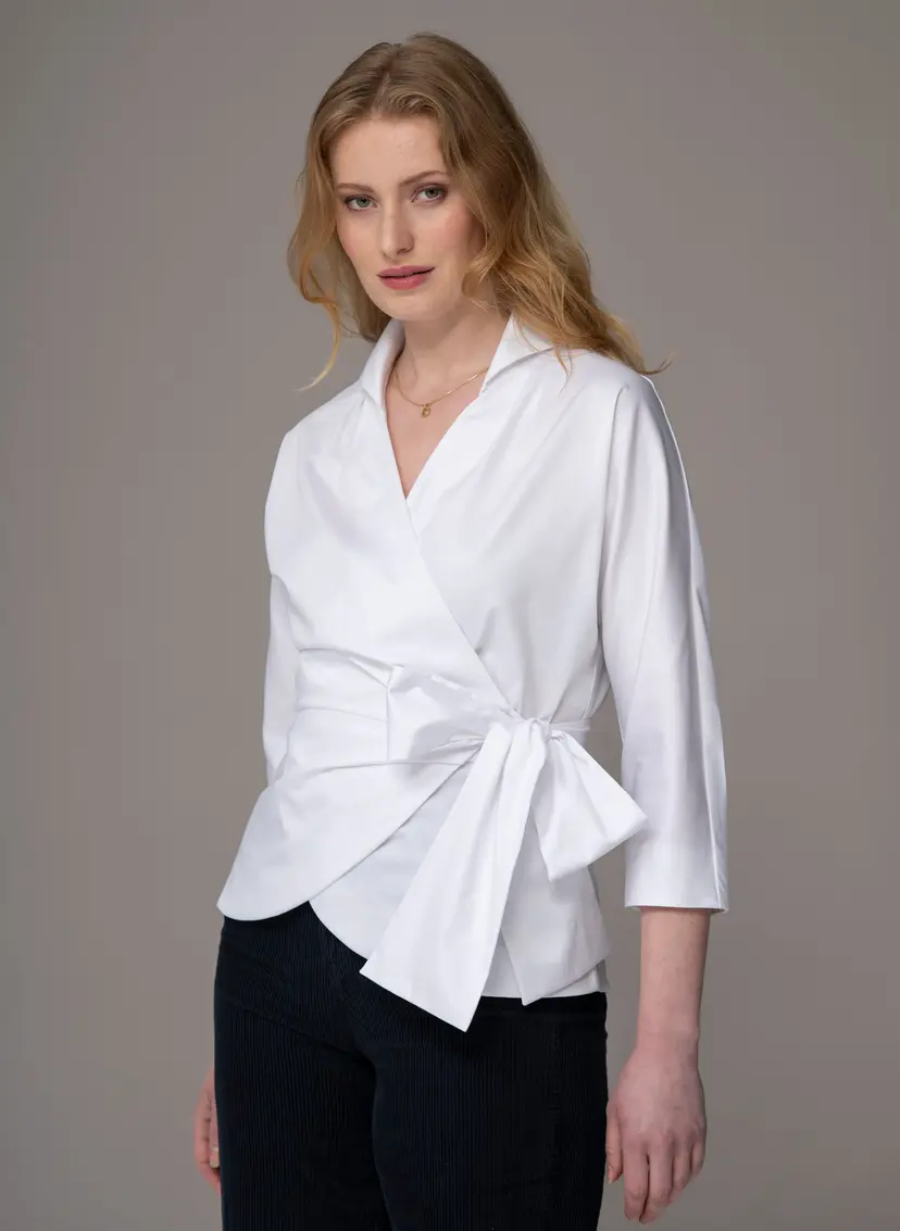The Shirt Company ABIGAIL BLOUSE - White, Cotton Sateen
