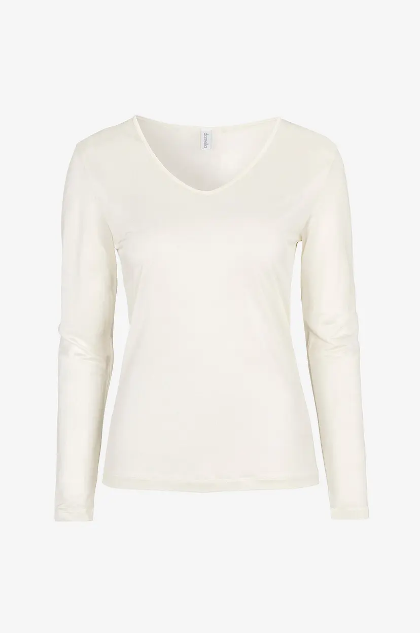 Damella Topp Long Sleeve i silke - Natur