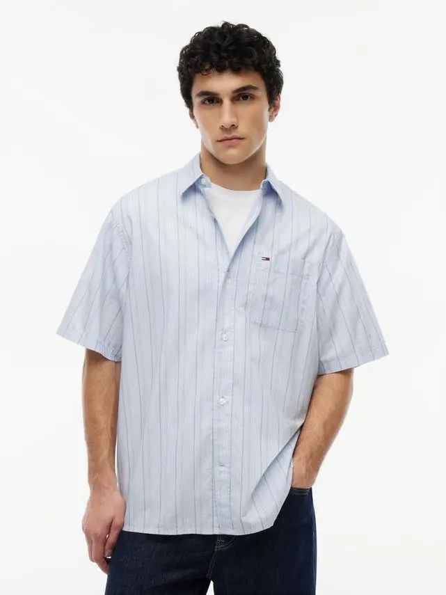 Tommy Jeans TJM RLX POPLIN STRIPE SS SHIRT