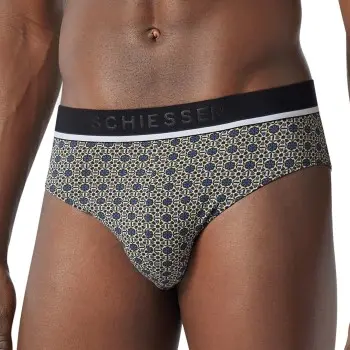 Schiesser Schiesser 3P 95-5 Organic Cotton Briefs 3-pack Svart mønstret bomull Large Herre