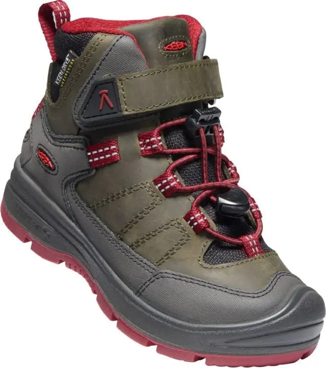 Keen Footwear Keen Footwear Junior Redwood Mid Waterproof Steel Grey/Red Dahlia