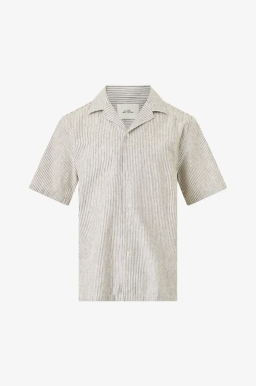 Les Deux Skjorte Lukas Stripe Cotton Linen SS Shirt - Brun