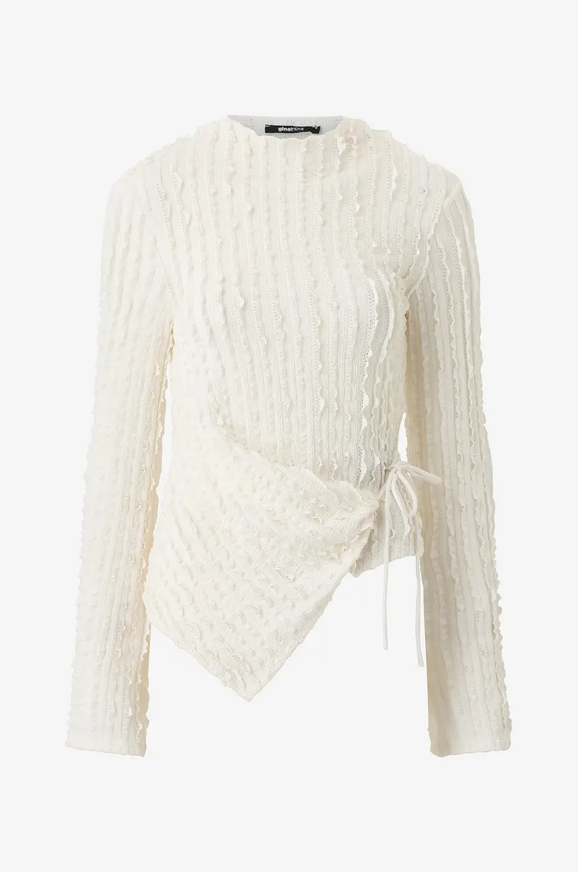 Gina Tricot Topp Textured Tie Detail - Natur