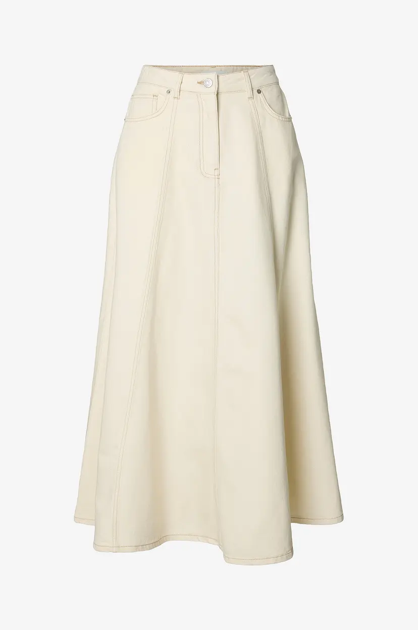 Selected Women Denim skjørt slfTenna HW Long - Hvit