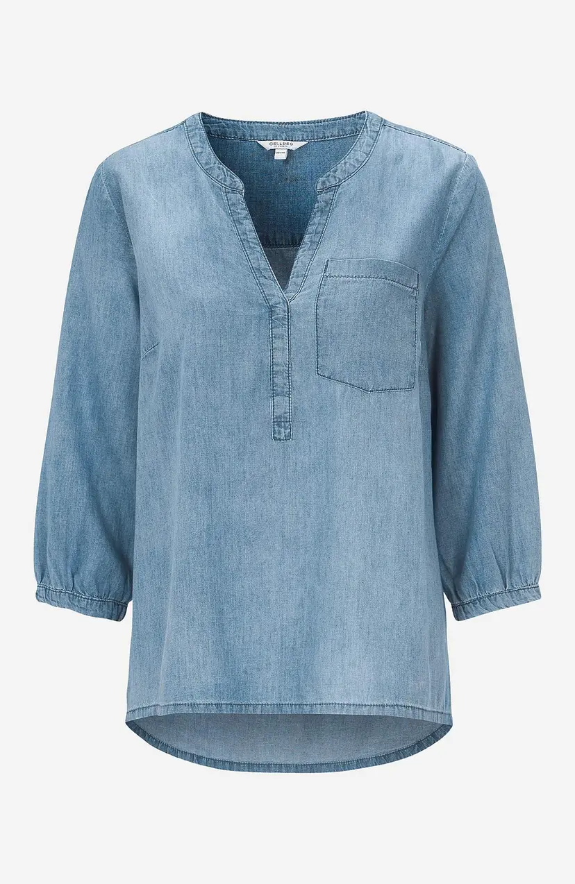 Cellbes of Sweden Denimbluse med brystlomme