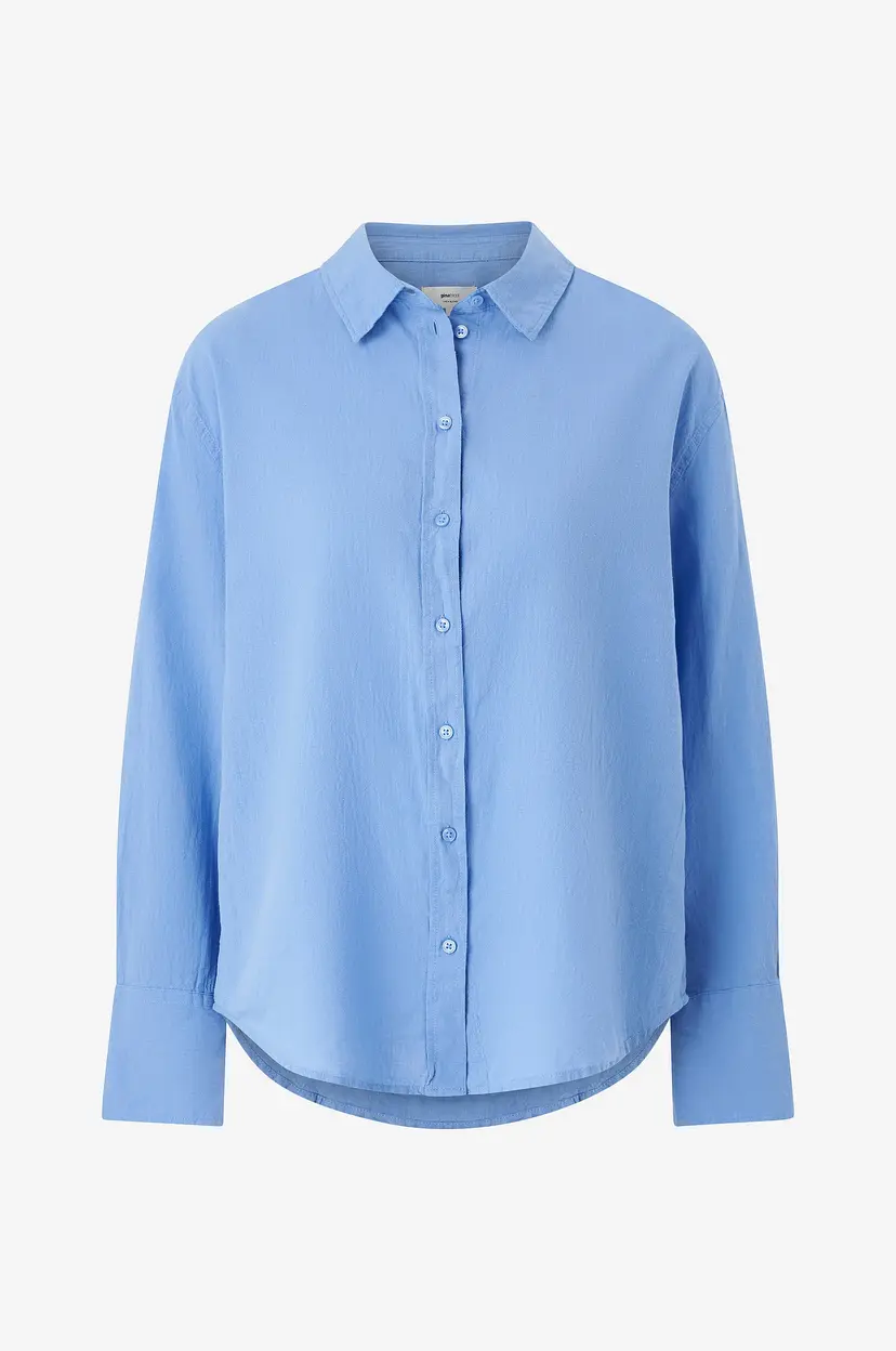Gina Tricot Linskjorte Linen Blend Shirt - Blå