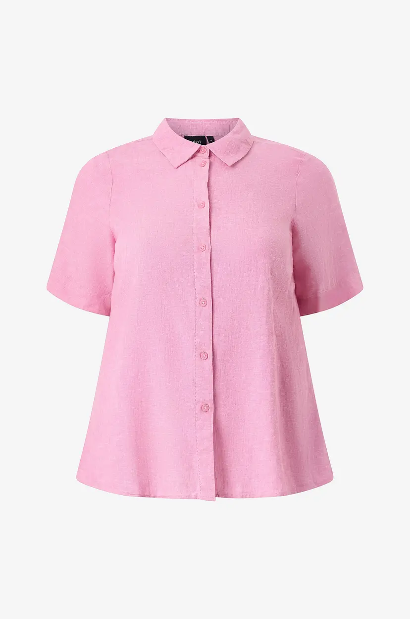 Zizzi Linskjorte vLina S/S - Rosa
