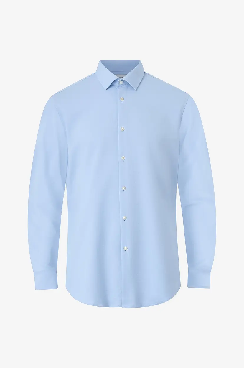 Calvin Klein Skjorte Slim Ref Knit Sld - Blå