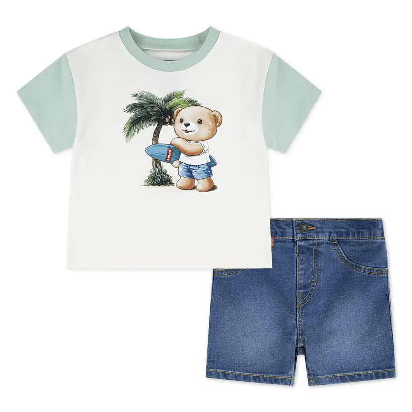 Levi's Levi's - Sett Palm Tree T-skjorte & Denim Shorts Egret