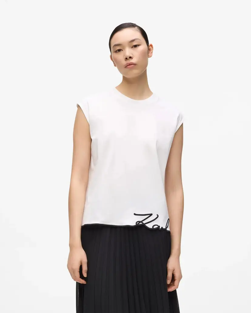 Karl Lagerfeld Karl Lagerfeld Signature Hem Tank White Tank top