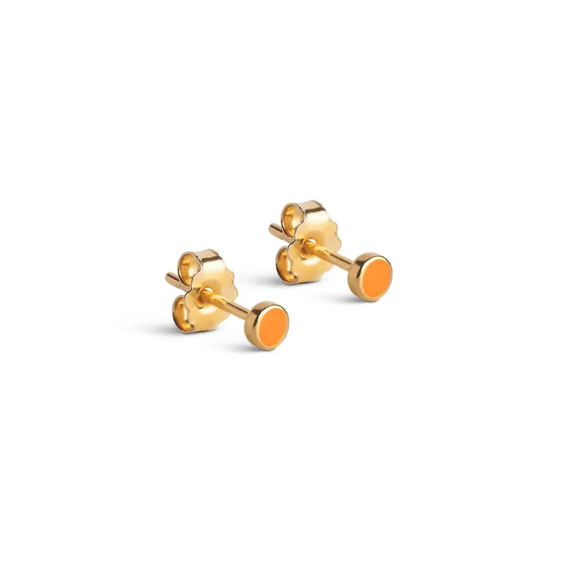 Enamel Enamel - Dot Orange Stud i forgyldt sølv - E313G-Orange