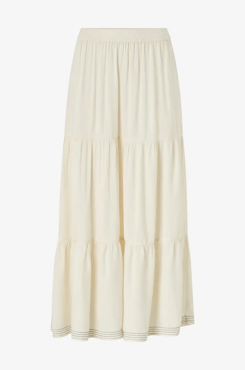 Pieces Volangskjørt pcAdelia HW Ankle Skirt BC - Beige