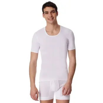 Schiesser Schiesser Original Classics Short Sleeve Shirt Hvit bomull X-Large Herre