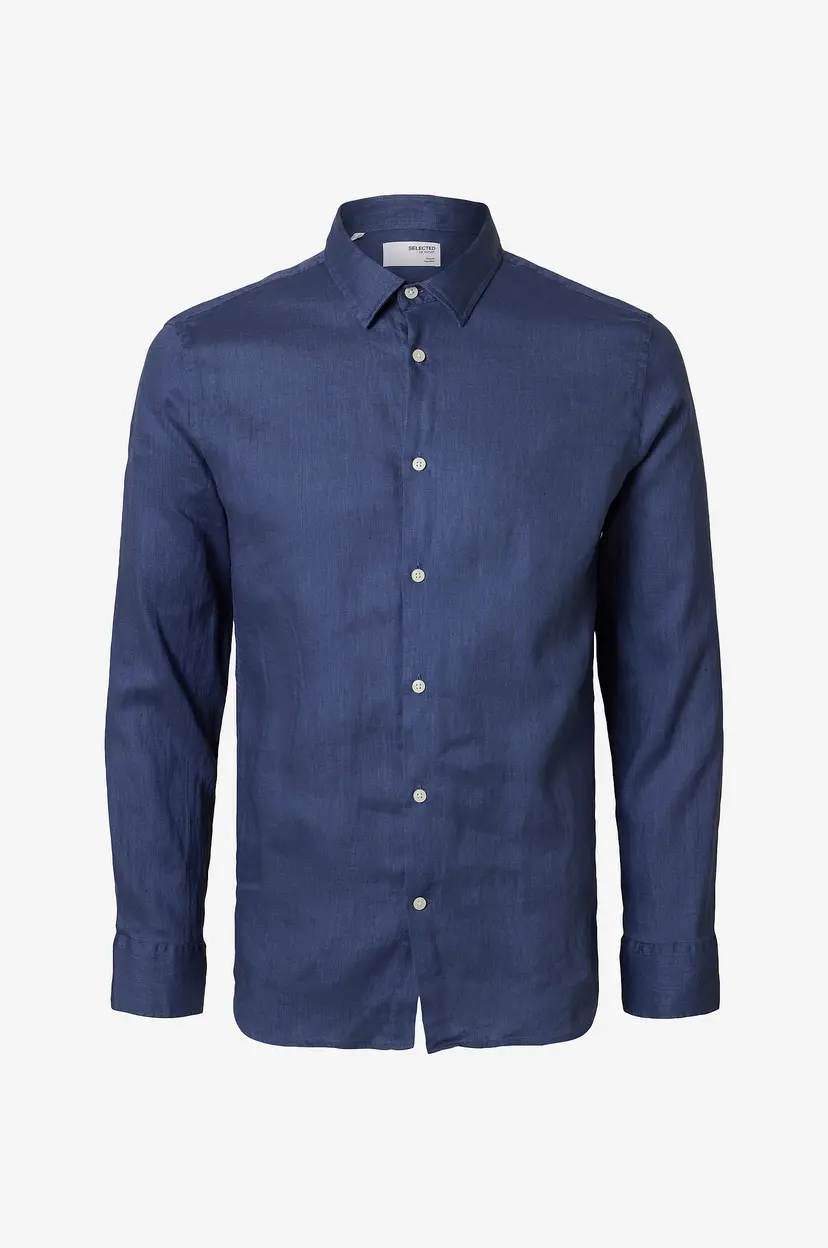 Selected Men Skjorte slhRegkylian-linen Shirt LS Classic - Blå